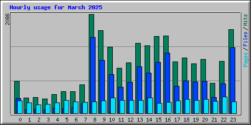 Hourly usage for March 2025